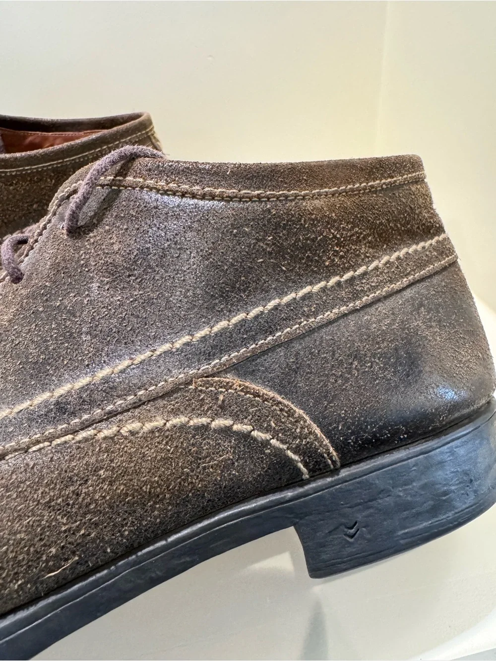 John Varvatos Brown Nubuck Derby Shoes